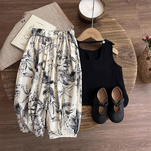 Kindermückenmückenhose für Mädchen für Mädchen im Sommer Dünner Kinder Sommermädchen Sommeranzug 2025 Neue Stil Bloomer BBE-D085 [Beige] 140