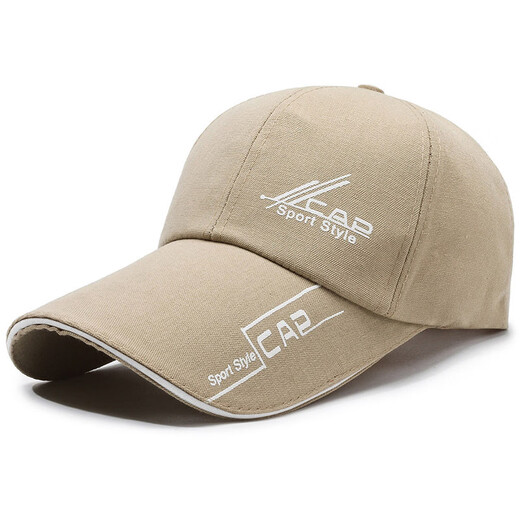 Spring and summer extended brim hat men's outdoor sandwich sandwich large brim printed sunshade baseball cap fishing and riding black red printing adjustable