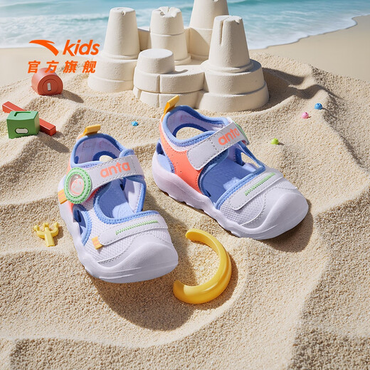 ANTA Children's Sandals 2025 Summer New Men's and Women's Baby Shoes Baby Breathable Toe Sandals Octopus Beach Shoes Women's Anta White/Fluorescent Orange Red-5 20/12cm