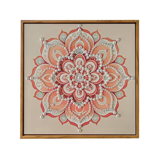 Pupan Feng Song Jin Pearl Painting Material Packing Mother Festival Intangible Cultural Heritage Handmade Gift Sense Decoration Painting LL13570 Full Color Spraying and Drilling Pen 20*20cm Thick solid wood inner frame