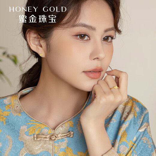 HoneyGold jewelry gold ring ancient method Fu gold ingot live ring HGH1697 labor cost 160Y 3.20g