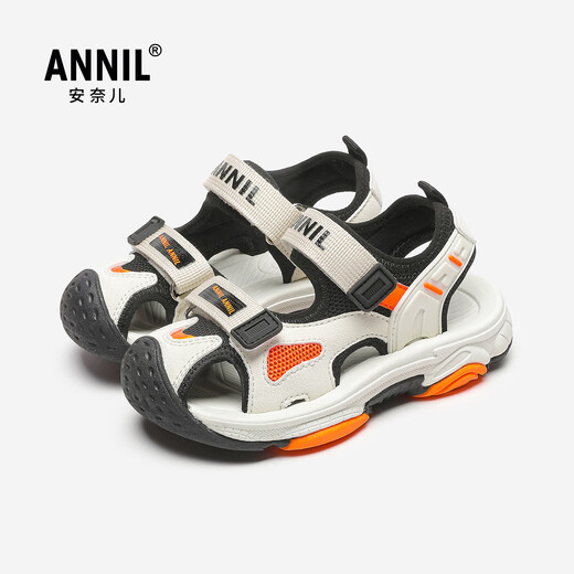 Anael children's sandals, boys' shoes, summer new beach shoes, big children's Baotou sports sandals 6339 black 29