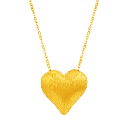 Mingzuan International 18K gold brushed love pendant for women, simple, fashionable and sweet heart-shaped neck necklace as a birthday gift for girlfriend
