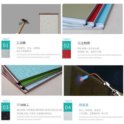 
Yusenyi Cabinet Door Custom made Tempered Glass Invisible Crystal Steel Door Panel Kitchen Modern Simple King Kong Door Stove Door Champagne Blanket Handle Color 7374