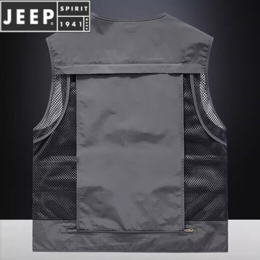 JEEP SPIRIT Spring and Summer Men's Shield Vest Vest Workwear Loose Outdoor Fishing Photographer Vest Workwear 7898 Black S 90-100Jin [Jin equals 0.5 kg]