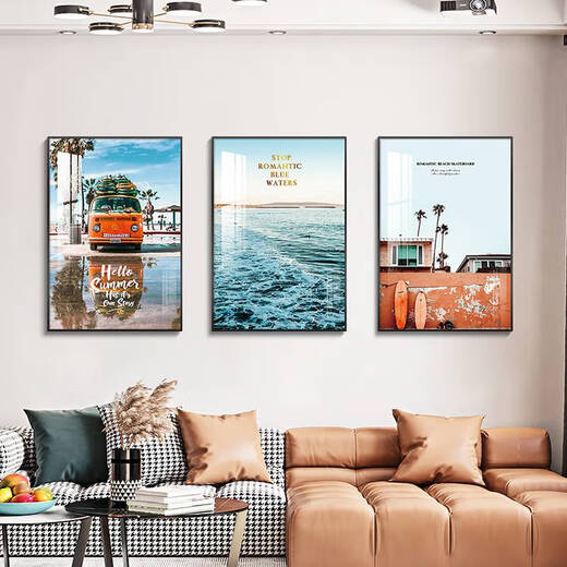 
Sanqihu living room decoration painting modern minimalist Nordic style landscape wall painting sofa background wall hanging painting triple wall 13582/13589/13581 Elegant gold frame oil canvas picture 50*70