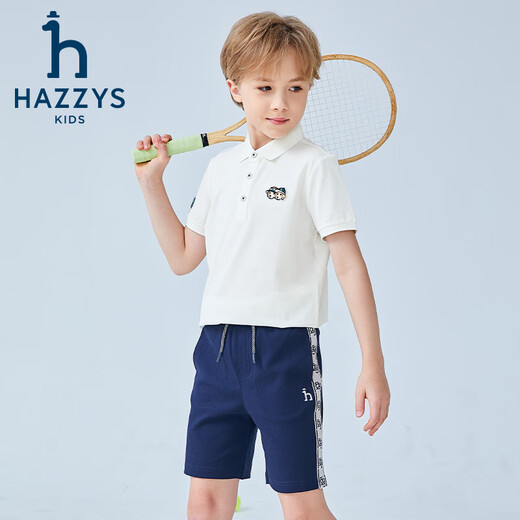 HAZZYS children's clothing for boys and girls 2025 summer new Polo short sleeves off white 130