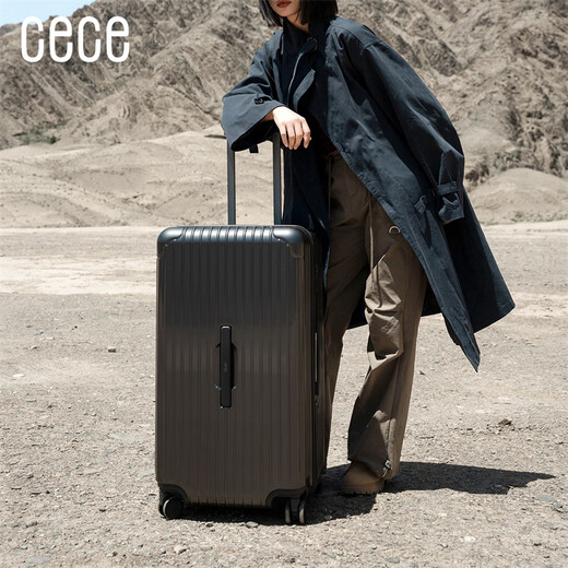 Cece large-capacity suitcase women's travel trolley case student universal wheel coded leather suitcase for men light blue 24 inches