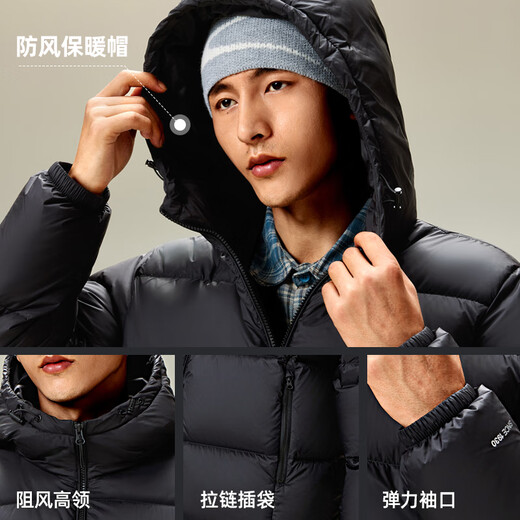 Camel Volcano Down Jacket Men's Winter New Thick Hooded Warm Bread Jacket Women's Urban Light Outdoor Black Uniform Style for Men and Women, 7674B M