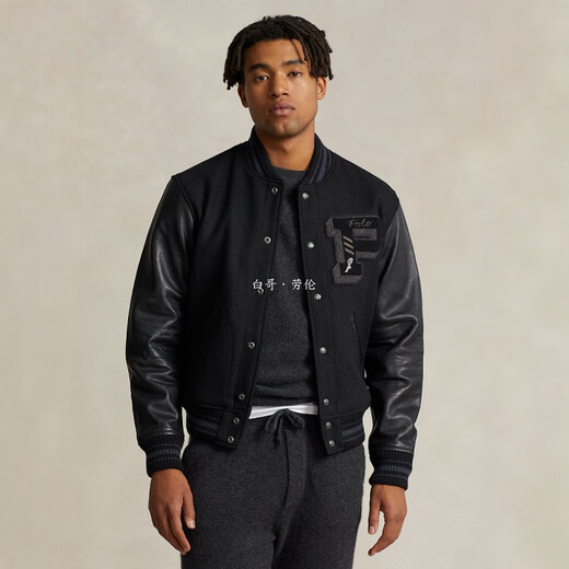 Polo Ralph Lauren spot leather sleeve badge wool baseball jacket leather jacket men's Polo Ralph Lauren/Ralph Lauren spot A49 S
