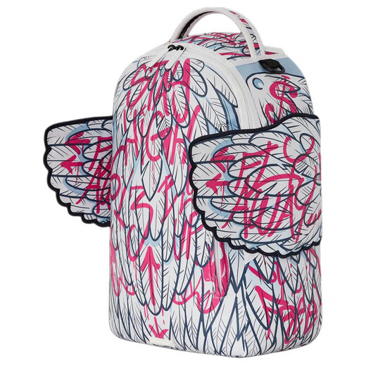 SPRAYGROUND graffiti versatile fashion zipper opening and closing artificial leather backpack couple style white red white red