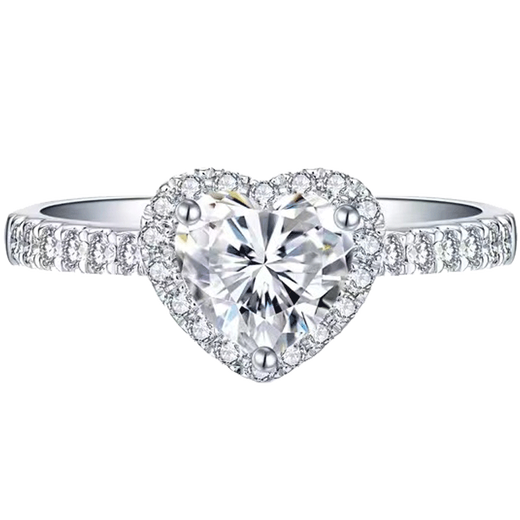 DRPT950 platinum love-shaped moissanite diamond ring for women seeking marriage, Valentine's Day, birthday gift for girlfriend