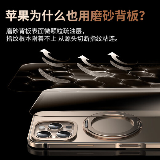 IM-CHEN【合金框丨磁吸旋转支架】适用苹果16promax手机壳iphone保护套magsafe超薄金属高档防摔磨砂款-金