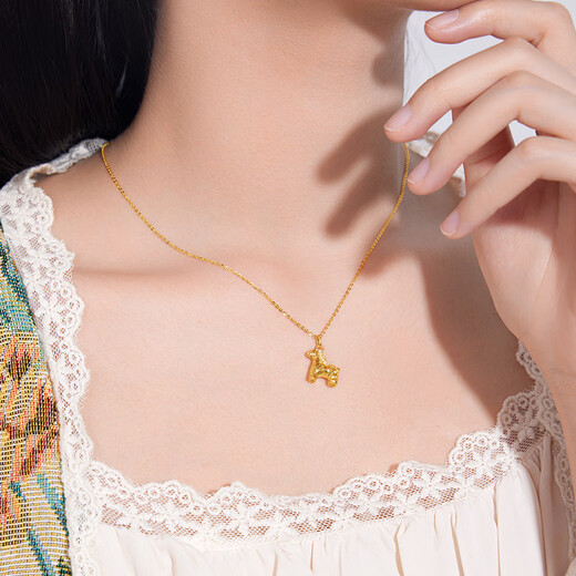 Century Yuan Shining Yima 18K Gold Pendant Will Make Money Immediately Copper Coin Pony Moissanite Pendant as a Birthday Gift for My Girlfriend