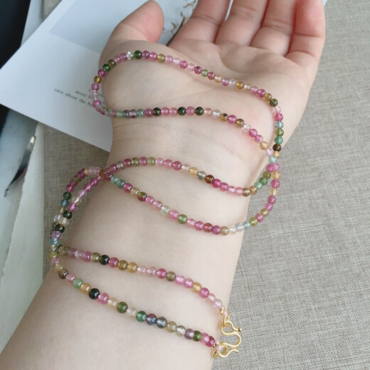 VZZS bead chain jade jade female pendant rope Buddha brand beeswax gold pendant special rope pierced with beads crystal handmade 45 cm clavicle chain