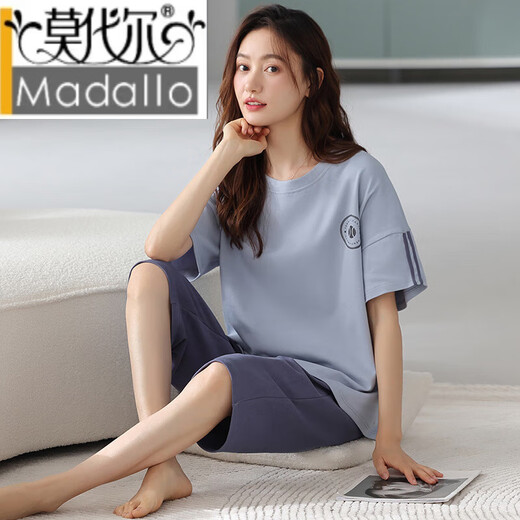 莫代尔睡衣女士夏天2025年新款新疆棉短袖七分裤家居服宽松休闲套装 NXF 9855 M