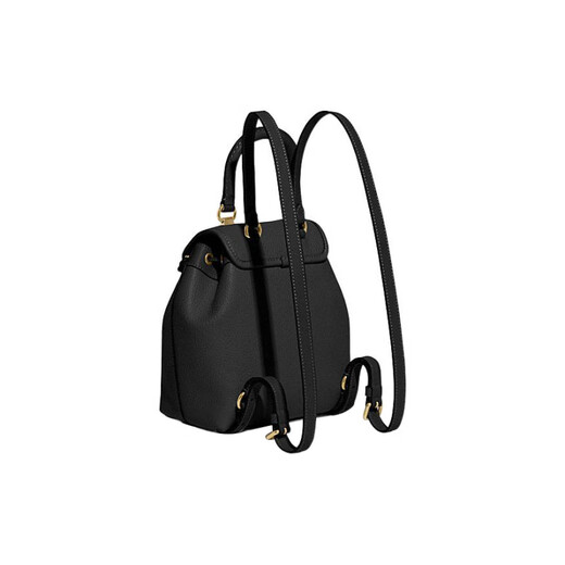 Coach (Coach) 23 Kordelschnallen Schließung Cowhide Leder -Rucksack Medium Damen Black Basic -Paket (Bag + Dust Bag)