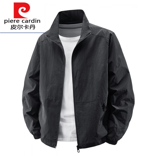 Pierre cardin 2025 new spring and autumn stand-up collar jacket for men thin jacket for men casual spring and autumn waterproof thin style knitted 9928 hooded-khaki M
