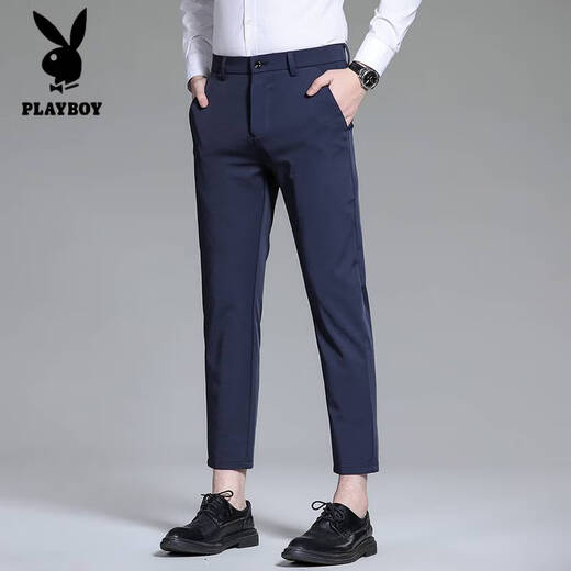 
Playboy (PLAYBOY) skin-friendly silky spring and summer new men's ice silk casual pants straight trousers anti-wrinkle-free elastic drooping summer CJ-9901 black 28 (90-105Jin[Jin equals 0.5 kg])