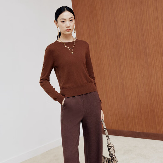 FirstStation Basic Vielseitig vielseitig mehrfarbig runden Hals Lose Pullover Strickpullover für Frauen 25 Herbst neuer Stil 9582a Brown 2xl