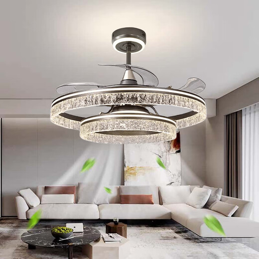 
Bull 2025 new invisible ceiling fan lights, large wind power, home dining room, bedroom electric fan integrated chandelier, mute 9227/white 60CM frequency converter remote control + direct voice
