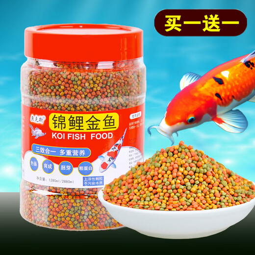 接运猫锦鲤鱼食金鱼饲料通用型增色不浑水观赏鱼粮专用鱼食小颗粒家养 1278ml 小颗 2瓶