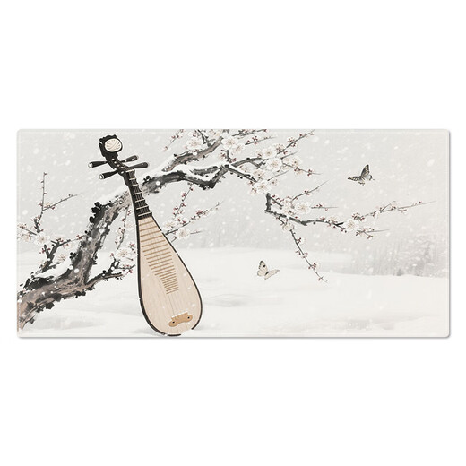Ruqinlian super large mouse pad Chinese style ink painting wrist pad male and female anti-slip desk pad ancient style landscape keyboard pad high-end sense smooth smooth lock edge pad support customization 15054 [increased and thickened precision lock edge] length 800mmX width 400mmX thickness 3mm