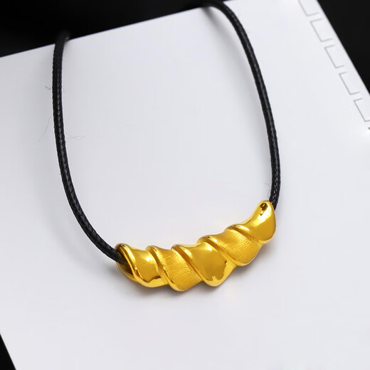 Weici 3D hard gold men's and women's pendant gold bamboo tubular horn necklace pure gold 999 horn pure gold pendant necklace small version 2.27 grams