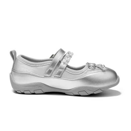 Saturday Children's Shoes Girls' Single Shoes 2025 Autumn New Girls Ballet Princess Shoes Mary Jane Shoes Children's Sports Casual Shoes Silver 36 Shoes Inner Length 22.8cm/Suitable for Feet Length 22cm