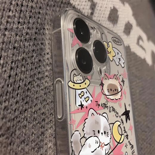 SMVP Moon Chasing Cat is suitable for Apple 14 promax mobile phone case new iPhone15proamx cute 13Pro card space shell TPU-transparent-NM9754 Moon Chasing Cat iPhone6