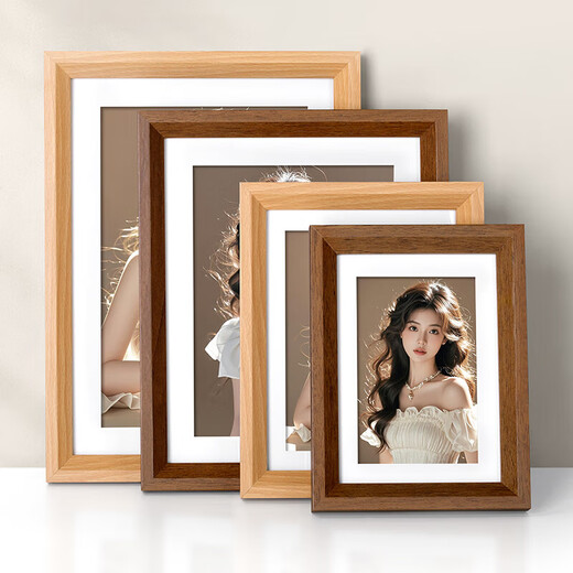 Jinlongxing wooden photo frame 6-inch wedding photo baby photo frame wall hanging couple photo wall combo frame walnut color-9906-2-Manufacturer direct post