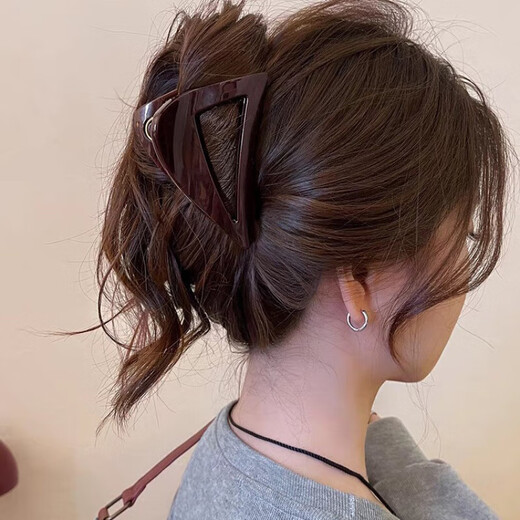 Chocolate Brown Simple Hair Clip Shark Clip 2025 New High-end Hair Clip Women's Back Head Clip Hair Accessories Triangular Clip
