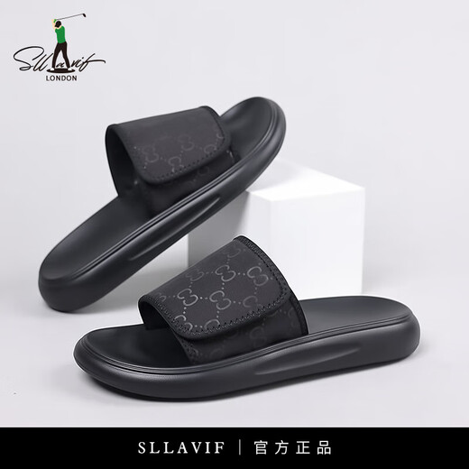 Sllavif Slippers Summer para hombres Nuevos zapatos de playa suaves y de moda versátiles para hombres que usan zapatos de golf de una línea impermeables y a prueba de olores Negro 6189 42