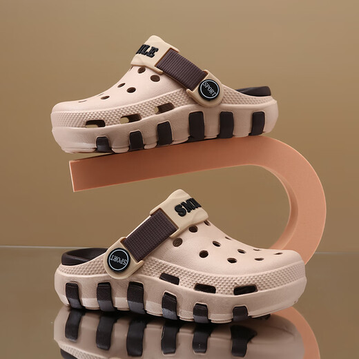G.DUCKKIDS little yellow duck boy hole shoes children's sandals 2025 summer boy new style non-slip baby outdoor beach soft sole anti-grey 29 / shoe length about 17.0cm