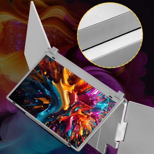 THINKSEA tragbarer Notebook-Computer mit drei Bildschirmen, erweiterter Bildschirm, Büro, Aktienhandel, Videobearbeitung, Design, Spiel, sekundärer Bildschirm, einzeiliger Direktanschluss, Vier-Bildschirm-Differentialanzeige, tragbares 14-Zoll-Dreibildschirm-Display, Vollaluminiumlegierungsmaterial, einzeiliger Direktanschluss