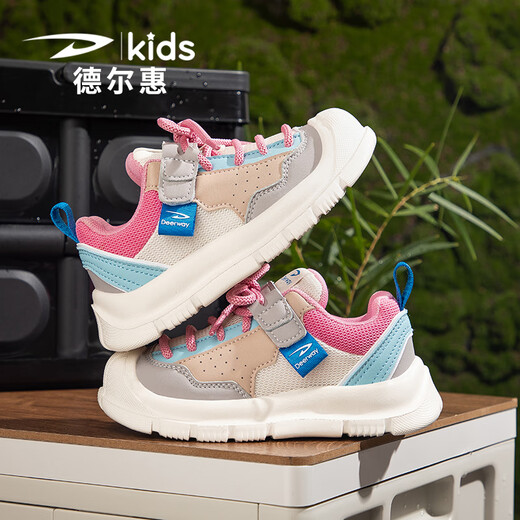 德尔惠儿童运动鞋女2025夏季新款网面透气中大童板鞋舒适女童鞋子 3524粉白_(新款双网) 28 _内长17.7_脚长16.7