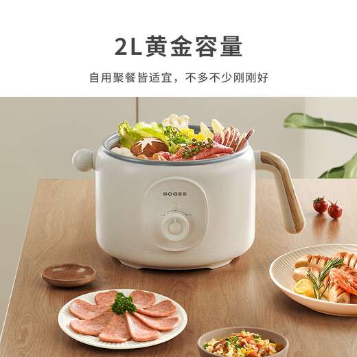 Small 2L electric cooking pot, electric hot pot, small electric pot, dormitory small pot, non-stick pot, one-piece instant noodles, small hot pot, multifunctional pot for 2-3 people DZG02 11.11 Kitchen Goods