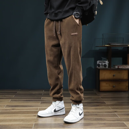 Temperature-locking and lint-free, wear-resistant and dirt-resistant, loose-fitting hooded sweatpants, labor insurance pants, casual pants, sweatpants overalls, dark gray (plus velvet) 2XL recommended 125-140Jin Jin equals 0.5 kg