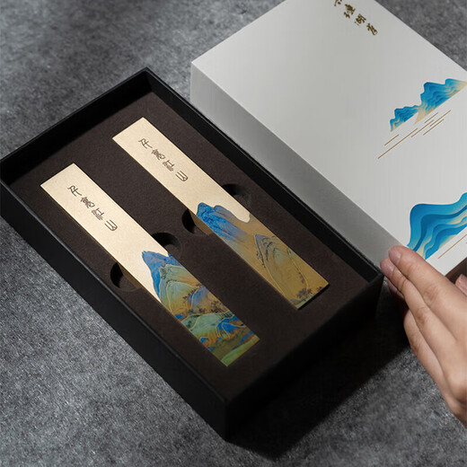 Shanlianhu Pen Thousand Miles of Rivers and Mountains Town Ruler Town Ruler Calligraphy Paperweight Brass Thousands of Miles of Rivers and Mountains Picture Copper Metal Ornaments Study Four Treasures Creative Pen Stand Calligraphy and Painting Press Paper Artifact Exquisite Gift