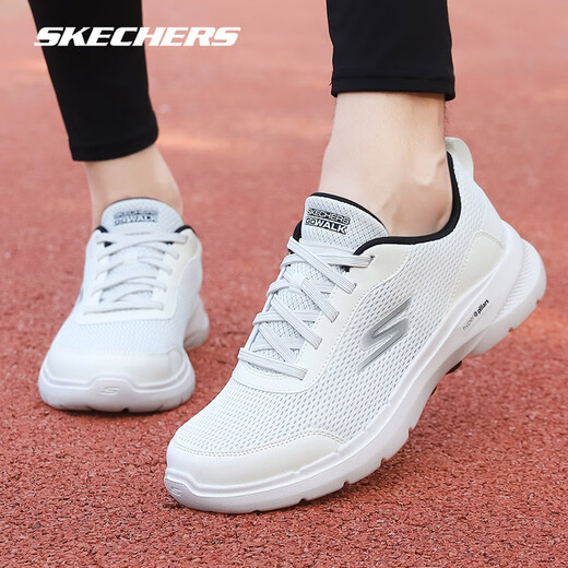 斯凯奇（Skechers）男鞋夏季新款黑武士网面透气跑步鞋子男轻便舒适减震运动鞋健步鞋 白色/黑色6625（一脚蹬） 40