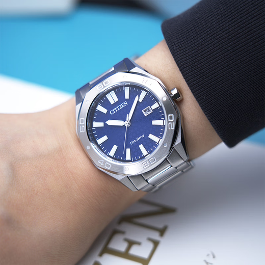 CITIZEN Eco-Drive Octagonal Dial Date Display Casual Fashion Sports Waterproof Men's Watch BM7630-80L