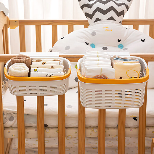 Erste Konzeption von Babybetthänge Korb Baby Nachtwindeln Bag Zaun Windel Aufbewahrungsbox Korb Speichel Handtuch Aufbewahrungsregal Quadrat kleines Paket 1 0x0 Nummer