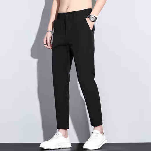 Yimengto yimen camel summer pantalones cortes de verano para hombres delgados seda delgada pantalones de alimentación pequeña delgada 2025 verano Nuevo pantalones casuales de línea recta 9905 gris oscuro + 9905 gris oscuro 9905 gris oscuro + 9900 28 28