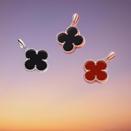 Fat Donglai's same 18k gold pendant single pendant red chalcedony four-leaf clover necklace for women 18k rose rose gold-red agate (single pendant)