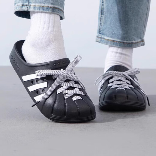 ADIDAS阿迪达斯男鞋2025夏季新款舒适百搭女鞋户外沙滩凉鞋休闲轻便拖鞋 JH9848黑色/白色 假一赔十 39