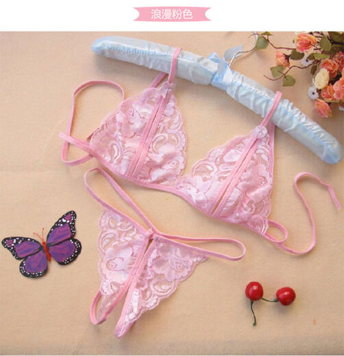 Couple's shorts, passionate open crotch pants, thong with holes, sexy mesh, super hot thong underwear, women's lace, black, two sets of pink open underwear, one size fits all, free love lubricant