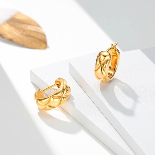 Chao Acer Zhijian Xuyu Yellow 18K Gold Earrings Women's Earrings Color Gold Earrings Earrings for Girlfriend's Birthday Gift One Pair