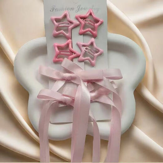 ENRMIIV bow braided hairpin star pink purple blue hairpin concert music festival support color hairpin set yellow 6-piece set