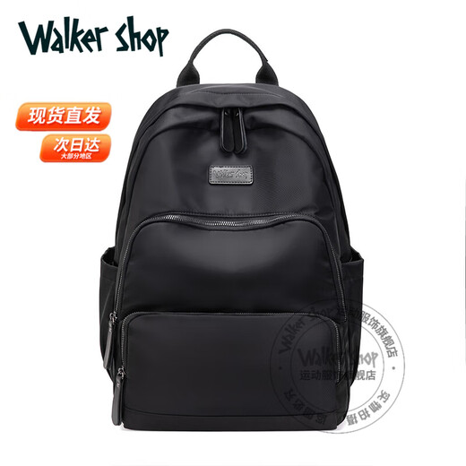 Walker Shop【2025年新款】双肩包韩版简约背包防泼水尼龙牛津布旅行电脑包 黑色15.6寸(43*32*13CM)