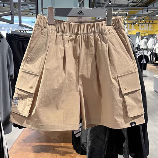 阿迪达斯（adidas）运动裤男裤2025夏季新款梭织透气五分裤宽松健身训练休闲工装短裤 JL9274卡其色 L